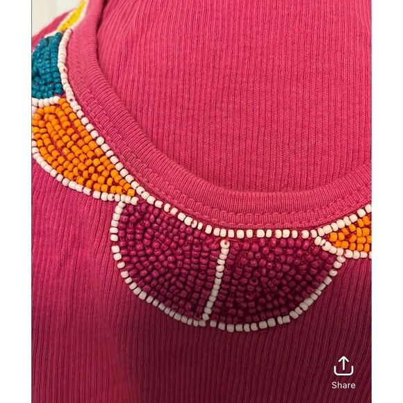 NWT small pink tank top old navy beaded 1549 - Picture 4 of 4